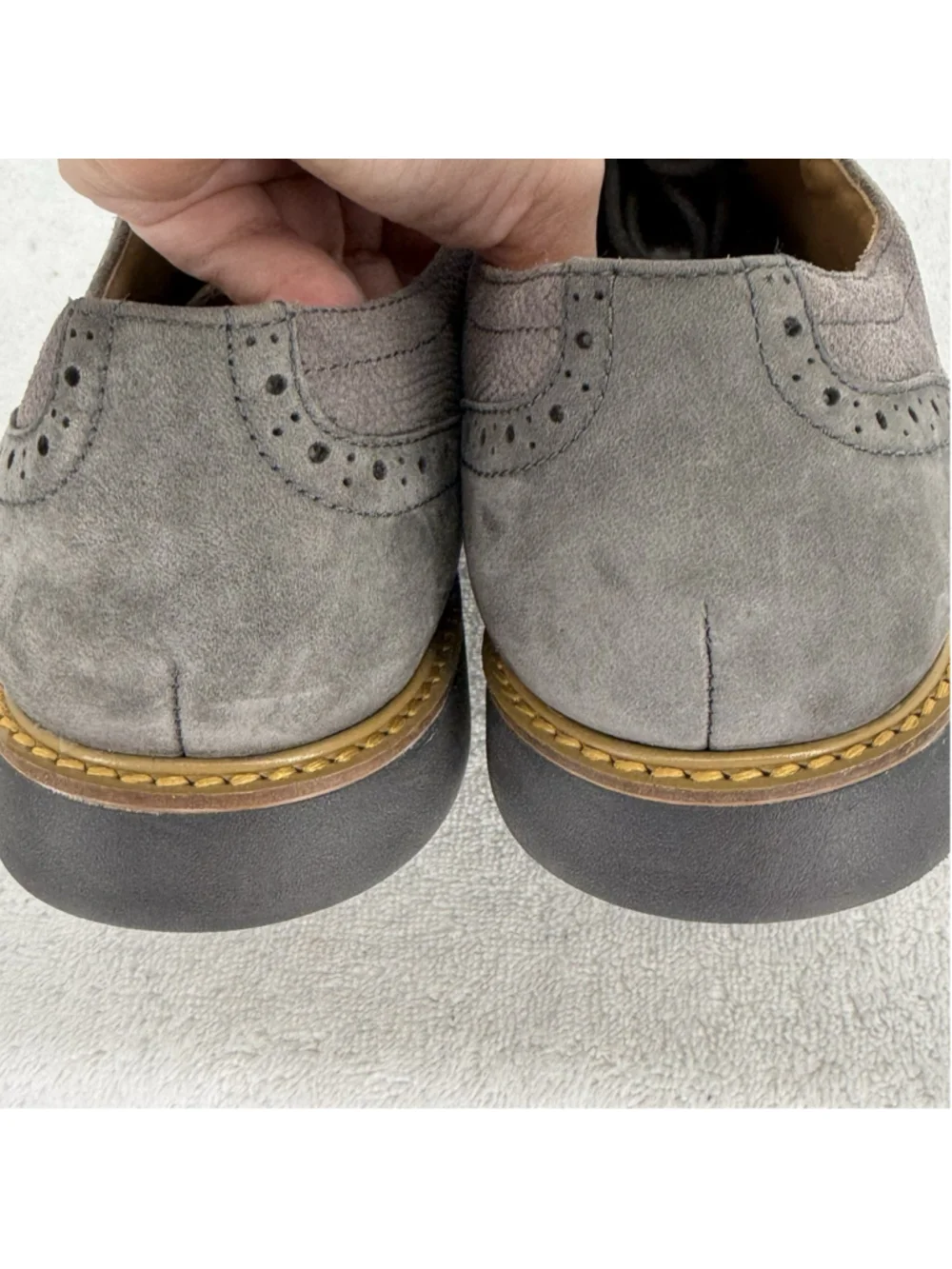 Cole Haan Men's Great Jones Wingtip Oxfords in grey suede Textured Leather 9.5